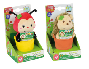 Lot de 2 Pots Jardiniers avec Peluche Hérisson et Coccinelle